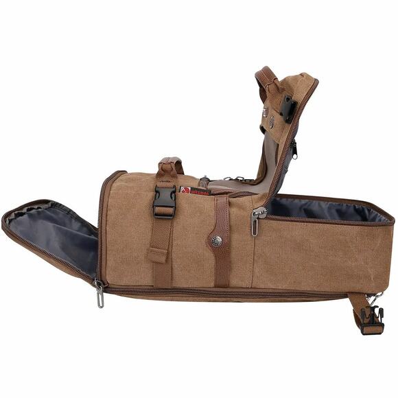 Witzman Brown Convertible Travel Leather Canvas Duffle Large A2020-2 Backpack - Picture 5 of 8